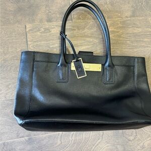 Elegant Black Leather Tote Bag